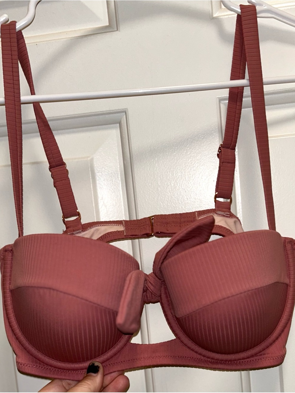 Shade & Shore Bikini Top Pink Underwire With Bow Swim Bathing Suit Top 36B